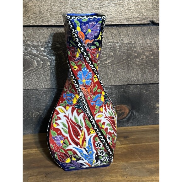 12" Turkish Handmade Twisted Vase Traditional Home Décor Gift Sedef Turkey - Picture 2 of 11